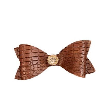 DARK BROWN - Leatherette Bling Bows