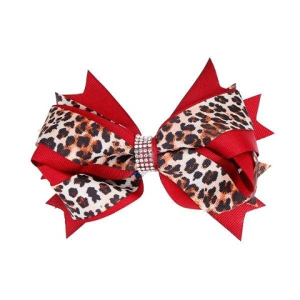 Red - Leopard Hair Bows