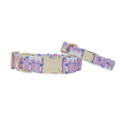 French Lavender Ink Blot Classic Dog Collar - L