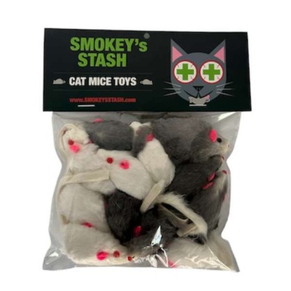 Smokey\'s Stash Rabbit Fur Mouse Cat Toy