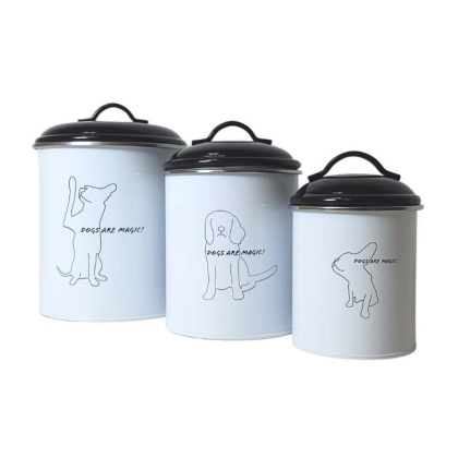 Black & White Pet Food & Treat Storage Canisters