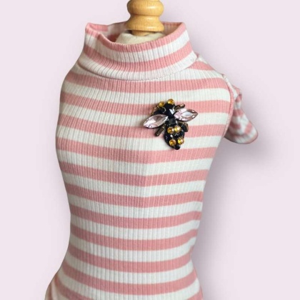 Dazzling Bee Stripe Turtleneck- Dog Sweater - Medium