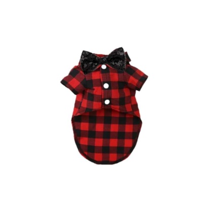 My Fancy Buffalo Plaid Bowtie Dog Shirt - M