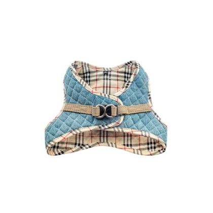 Denim & Beige Plaid - Step-In Denim Harness - Small