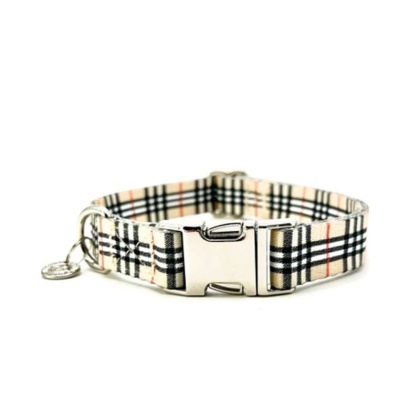 Beige Plaid - Adjustable Collar - Medium