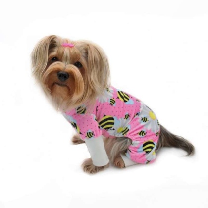 Pink - Ultra Soft Plush Minky Bumblebee & Flower Pajamas - XL