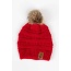 Scarlet Ribbed Beanie with Pom