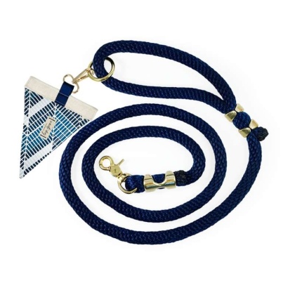 Cabana Mod Geometric Teal & Navy Premium Rope Dog Leash