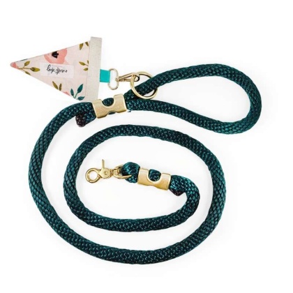 Charleston Blush Floral Tea Rose Premium Rope Dog Leash