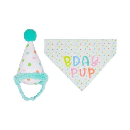 Pearhead Birthday Pup Pet Bandana Hat Set Small/Medium 2pc