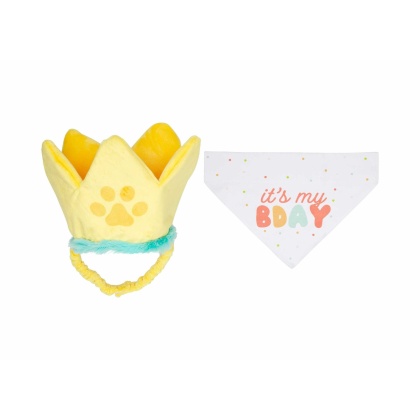 Pearhead Happy Barkday Pet Bandana Hat Set Medium/Large 2pc