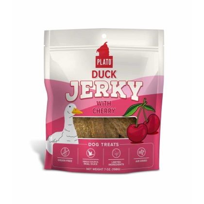 Plato Duck Jerky with Cherry Dog Treats  - 7oz