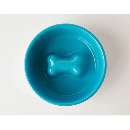 Blue - Jax & Bones Bone Slow Feeder Bowl  - Large