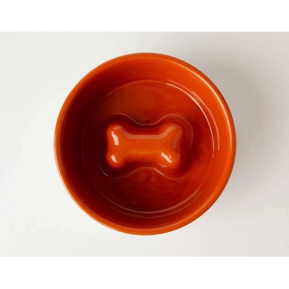 Orange - Jax & Bones Bone Slow Feeder Bowl  - Small