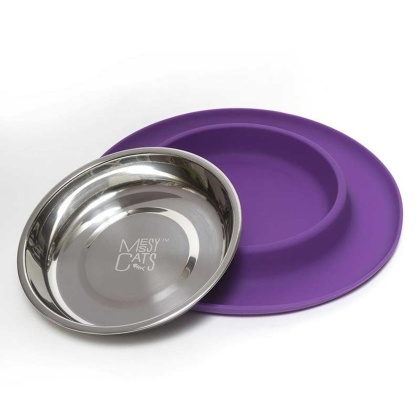 Purple - Messy Cats Single Silicone Feeder  - Medium