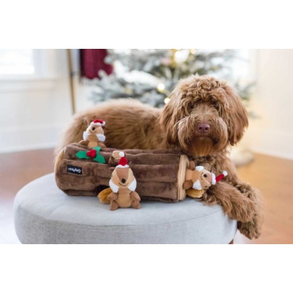 ZippyPaws Holiday Zippy Burrow Yule Log Plush Dog Toy