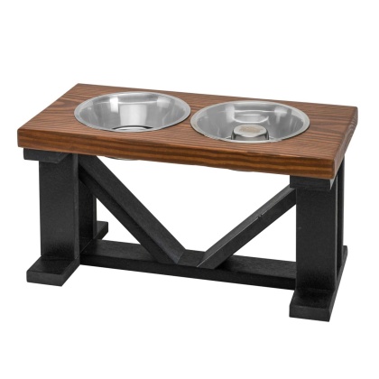 Farmhouse 2-Bowl Elevated Dog Feeder Chestnut Medium, Black Base