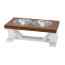 Farmhouse 2-Bowl Elevated Dog Feeder Chestnut Medium, White Base