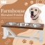 Farmhouse 3-Bowl Elevated Dog Feeder Chestnut Large, White Base